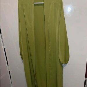 Elegant Olive Green Long Coat